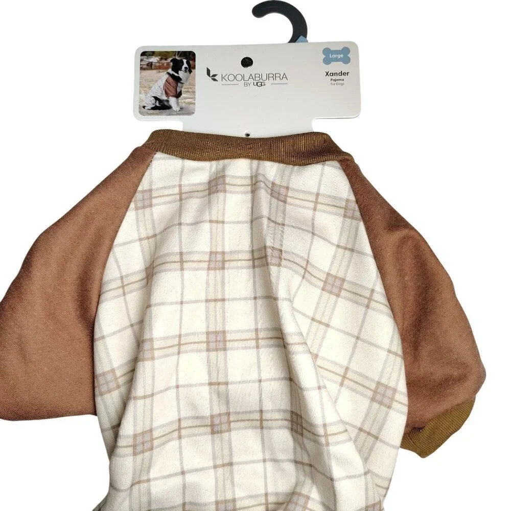 Koolaburra By UGG Xander Large Dog Pajamas With Brown Plaid Design